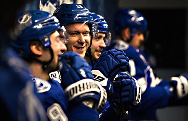 The Triplets: Ondrej Palat, Tyler Johnson and Nikita Kucherov
